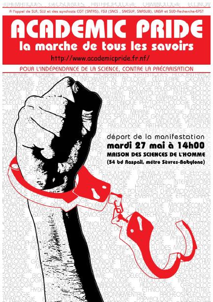 Manifestación por el orgullo académico en Paris el 27 de mayo de 2008