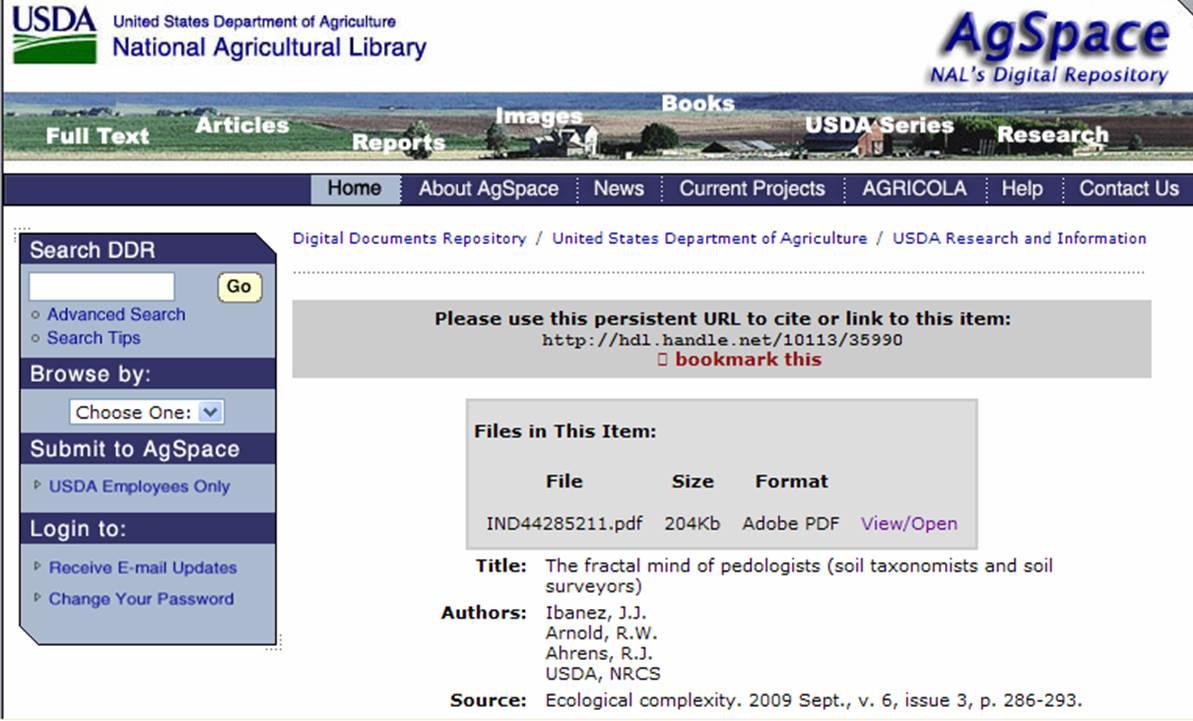 USDA Reserach Information