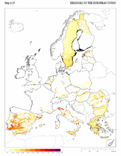 Regosoles Europa Fuente: European Soil Buro