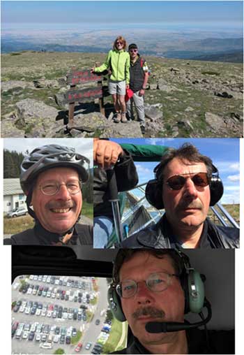 Ralf Steinmetz disfruta de los viajes y las actividades al aire libre. Aqu aparece con su esposa, Martina, en el Pico Pealara, en la Sierra de Guadarrama, en bici en los Alpes, en un bote muy ruidoso cerca de Orlando (Florida, EE.UU.) y como copiloto en un helicptero sobrevolando dicha ciudad
