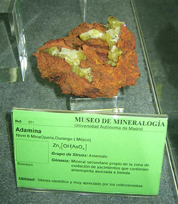 Vistas de los minerales en exposición permanente
