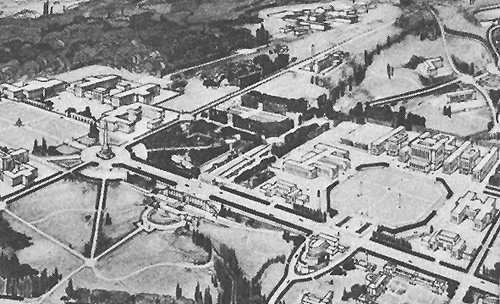 Proyecto de Jardín Botánico en una perspectiva ideal de la Ciudad Universitaria de Madrid de 1928