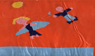 Collage de un niño de 6 años, incluido en la exposición virtual de MUPAI