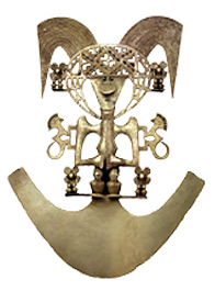 Pectoral de oro fundido perteneciente a un jefe o sacerdote. Popayn, 1100-1500 d