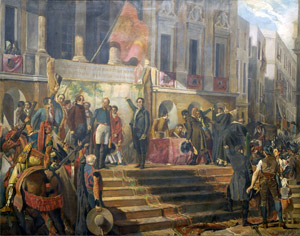 La Junta de Cdiz en 1810. Ramn Rodrguez Barcaza. leo sobre lienzo 190 x 235 cm. Prestado por Emilio Rueda