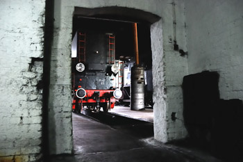Cocheras de tren en el Museo del Ferrocarril de Wolsztyn