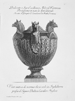 Trpode antiguo de bronce que se conserva en Portici. Vasi, candelabri, cippi, sarcofagi, tripodi, tomo I (1778). Fondazione Giorgio Cini, Veneci