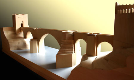 Puente de San Martn, Toledo. Coleccin de maquetas de Historia de las Obras Pblicas, CEDEX-CEHOPU