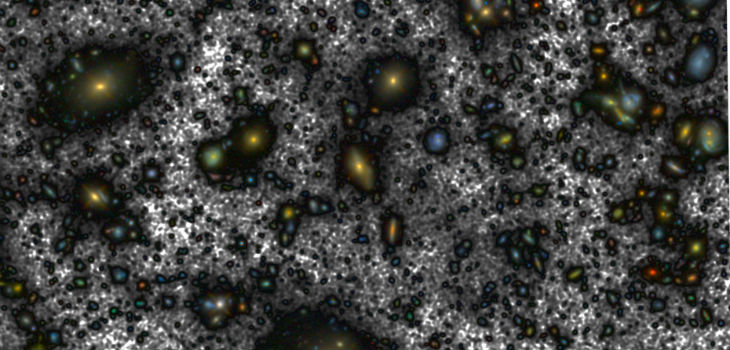 La nueva versión de la imagen más profunda del Hubble. En gris oscuro se aprecia la nueva luz que se ha encontrado alrededor de las galaxias de esta imagen. Toda esa luz corresponde al brillo de más de cien mil millones de soles. / A. S. Borlaff et al.