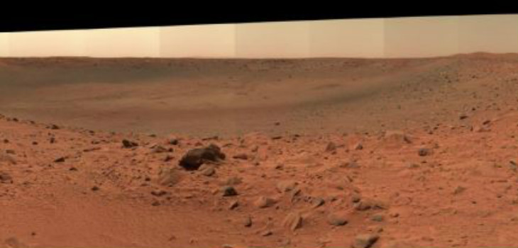 Imagen panorámica de la superficie de Marte, tomada por el rover Spirit de la NASA. / NASA