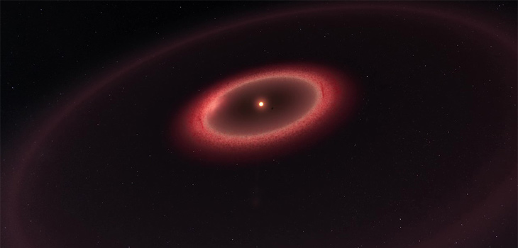 Recreación artística de los cinturones de polvo alrededor de Próxima Centauri. / ESO (CSIC)