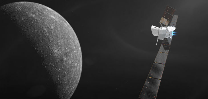 BepiColombo acercándose a Mercurio. / spacecraft: ESA/ATG medialab; Mercury: NASA/JPL