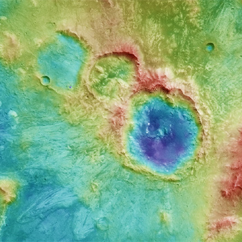 Topografía de luna región craterizada en Marte. / ESA/DLR/FU Berlin, CC BY-SA 3.0 IGO