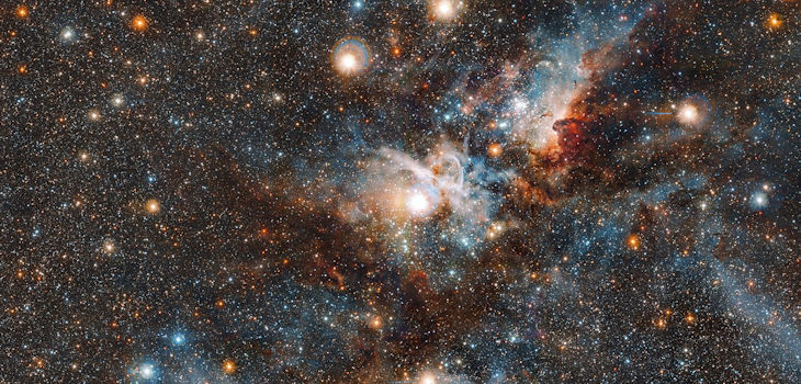 La nebulosa Carina en luz infrarroja. / ESO/J. Emerson/M. Irwin/J. Lewis