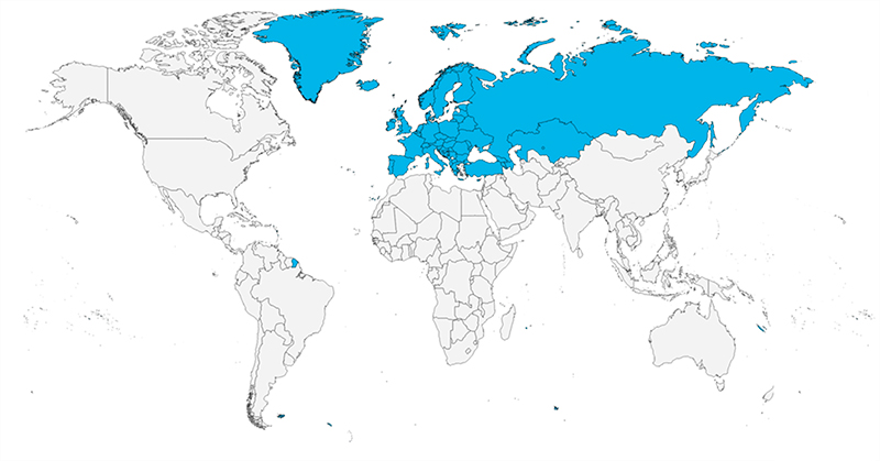 Mapa de los miembros del Espacio Europeo de Educación Superior