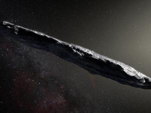 Impresión artística del asteroide interestelar Oumuamua. / ESO/M. Kornmesser
