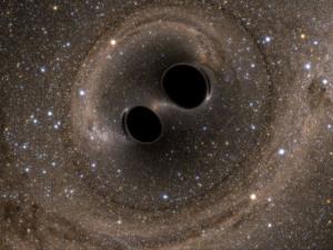 Impresión del artista de la colisión de agujeros negros. / SXS