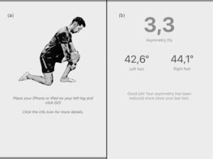 User interface of the app analyzed. The subject must place the pone in his/her tibia and lean forward to the maximum range of motion of the ankle, and the app will measure ankle dorsiflexion