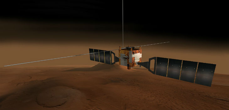 Ilustración de la nave Mars Express. / NASA/JPL/Corby Waste (https://go.nasa.gov/2V60KEL)