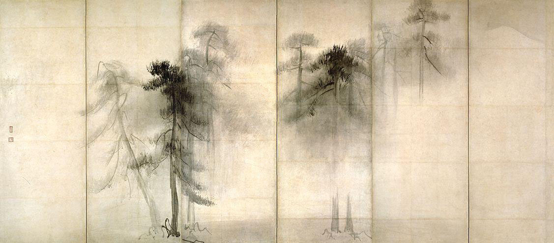 hasegawa-tohaku-1539-1610-biombos-con-pinos-entre-niebla_-museo-nacional-de-tokio_