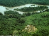 Aerial of small village and Saint Paul River, Liberia