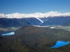 Lake Mapourika (left) and Alpine Lake (right), Franz Josef Glacier, and Southern Alps, West Coast, South Island, New Zealand -  aerial