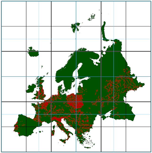 Fleu Mapa de los Fluvisoles eútricos en Europa