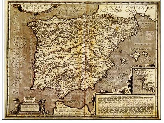    Mapa de Abraham Ortelius, “Hispaniae Veteris Descriptio”. 1.586