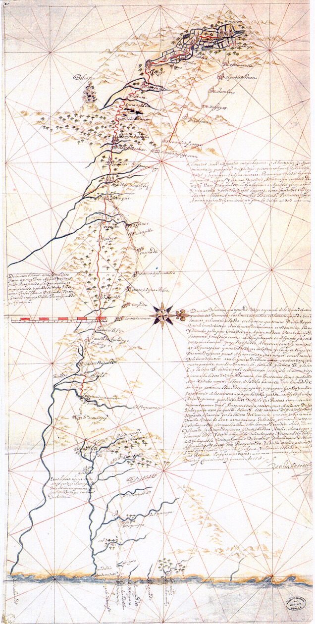 Camino Venta Butrón a México. Batista Antonelli. 1590. Archivo General de Indias.