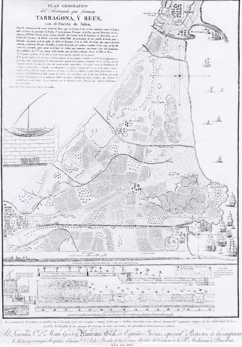 Plano del canal Reus-Salou. Pedro Boada de las Costas. 1807. S. G. E.