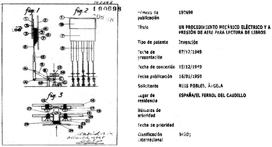 Patente de la Enciclopedia Mecánica. Obtenida de la web de la Oficina Española de Patentes y Marcas. Archivo Histórico