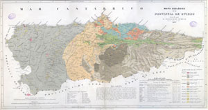 Mapa geológico de la provincia de Oviedo, publicado por Schulz en 1857