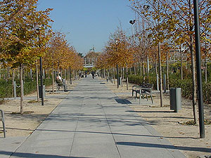 Aspecto del Parque de Plaza de Castilla sobre la cubierta del Cuarto Depsito