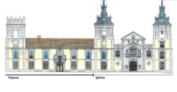 Alzado de la fachada principal del Palacio e Iglesia