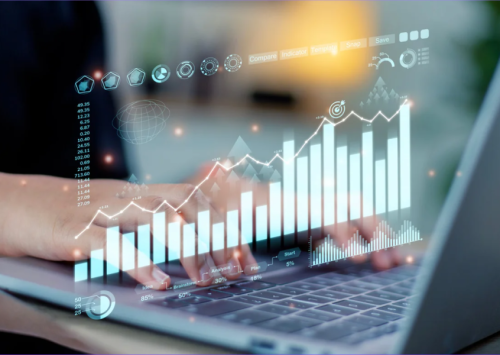 Imagen que superpone un teclado con unos gráficos