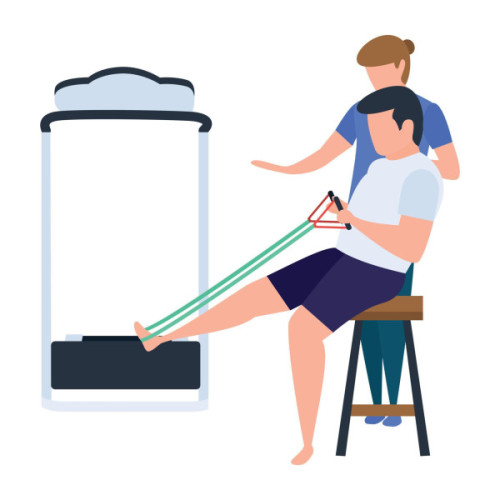 Fisioterapeuta haciendo ejercicio con un paciente