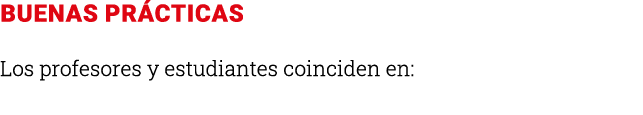 Buenas prácticas Los profesores y estudiantes coinciden en: 