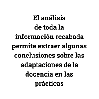 El análisis de toda la información recabada permite extraer algunas conclusiones sobre las adaptaciones de la docenci   