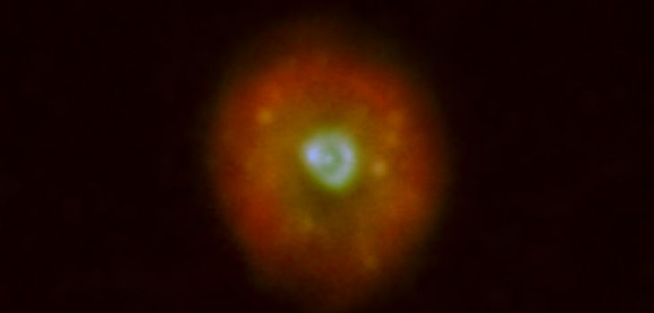 Imagen en falso color de la nebulosa planetaria HuBi1 obtenida en el Nordic Optical Telescope de 2.56m del Observatorio de El Roque de los Muchachos (ORM, La Palma,) /.  Martin A. Guerrero (CSIC)