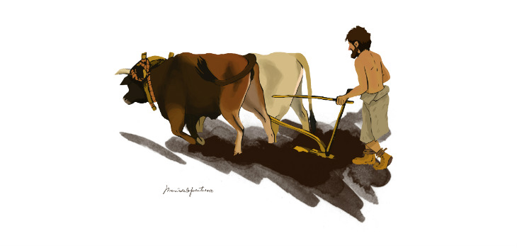 Representación de un agricultor neolítico ibérico. / Cortesía de María de la Fuente (María de la Fuente Archaeological Illustrations)