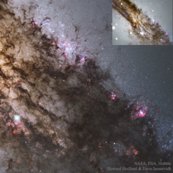 Supernova de tipo IIb en la Galaxia Dust. / NASA, ESA, and the Hubble Heritage (STScI/AURA);  Inset Image: Howard Hedlund & Dave Jurasevich, Las Campanas Obs.