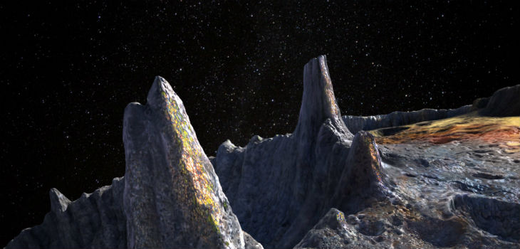 Concepción del artista de la superficie del asteroide Psyche. / ASU/Peter Rubin