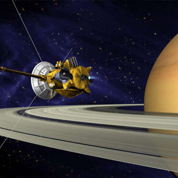 Cassini en la órbita de Saturno. / Jet Propulsion Lab NASA (WIKIPEDIA)