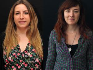 Laura Rodríguez y Amaia Ortiz de Lejarazu. Investigadoras del grupo de Tecnología de Membranas del Instituto IMDEA Agua