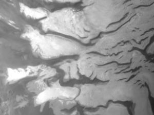 Vista parcial de HRSC del Polo Sur marciano, donde OMEGA encontró agua helada. / ESA/DLR/FU Berlin, CC BY-SA 3.0 IGO