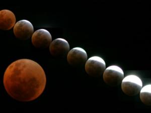 Esta imagen muestra el eclipse lunar como una serie de imágenes de la luna tomadas por Dylan O'Donnell en Albury, Nueva Gales del Sur, Australia. / Dylan O'Donnell/SpaceWeather.com
