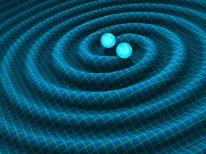 Ilustración de de ondas gravitatorias generadas por estrellas binarias de neutrones. / Credits: R. Hurt/Caltech-JPL (NASA)