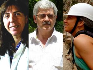 M. Paz Martín, José Luis Fernández Alonso y Riki Riina, científicos del CSIC en el Real Jardín Botánico