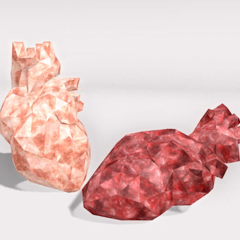 Representación de dos corazones en cristal. / Allegory Malaprop (UAM)