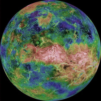 Imagen de Venus obtenida por la sonda Magallanes de la NASA donde se observa la zona de estudio. / NASA